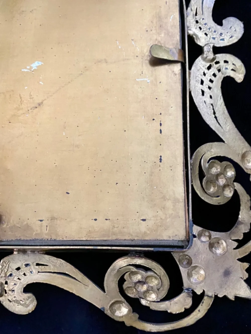 Antique French Art Nouveau Brass Frame with Ornate Open Fretwork. 20